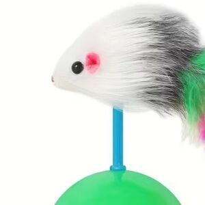 Interactive Furry Toy for Small Pets Pink Feather Toys Cat Kitty Colorful
